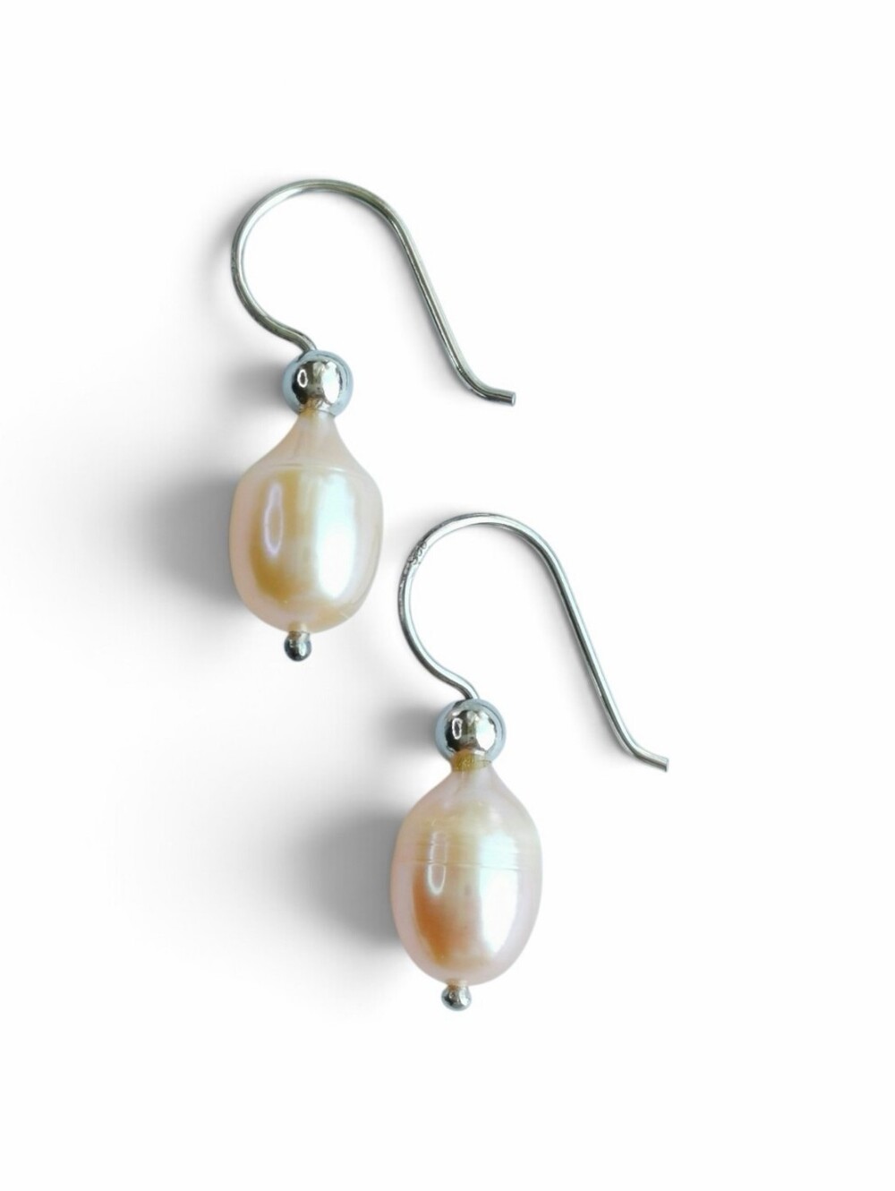 Peach Freshwater Pearl Teardrop Earrings In Sterling Silver 🆕